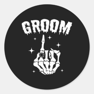 Groom Skeleton Hand Wedding Halloween Couples Matc Classic Round Sticker