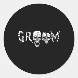 Groom - Skeleton Skull Halloween Wedding Bachelor Classic Round Sticker
