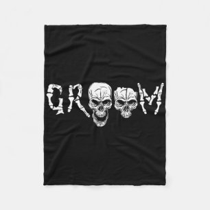 Groom - Skeleton Skull Halloween Wedding Bachelor Fleece Blanket