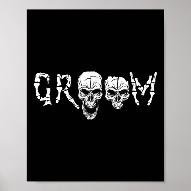Groom - Skeleton Skull Halloween Wedding Bachelor  Poster (Front)