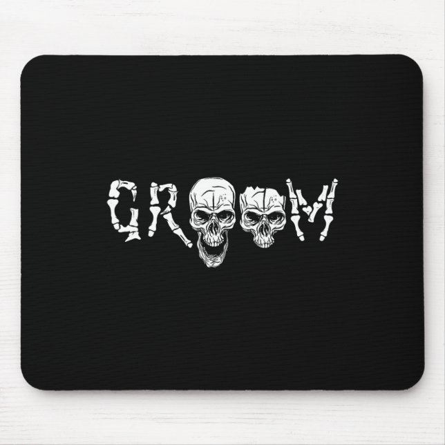 Groom - Skeleton Skull Halloween Wedding Chelor  Mouse Pad (Front)