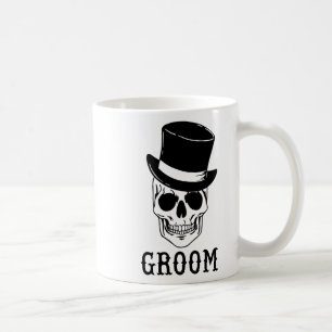 Groom Skull With Hat Bride Halloween Wedding Bache Coffee Mug