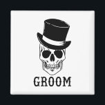 Groom Skull With Hat Bride Halloween Wedding Bache Magnet<br><div class="desc">Groom Skull With Hat Bride Halloween Wedding Bachelorette</div>