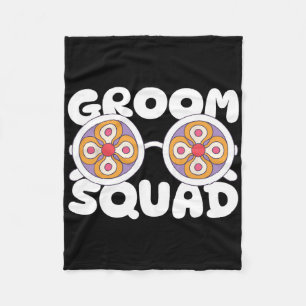 Groom Squad Groovy Sungles Wedding Bachelor Party Fleece Blanket