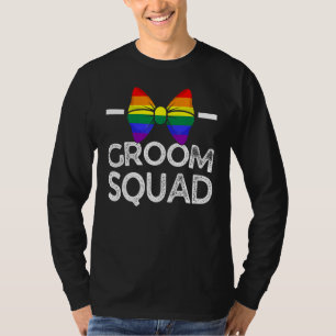 Groom Squad LGBT Pride Rainbow Flag Gay Bachelor P T-Shirt