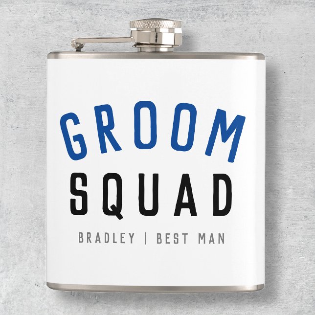 Groom Squad | Modern Bachelor Groomsman Stylish Hip Flask (Creator Uploaded)