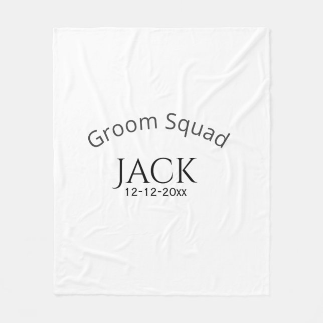 Groom squad name date year bold letter bachelorett fleece blanket (Front)