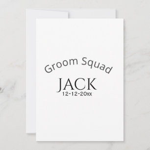 Groom squad name date year bold letter bachelorett invitation