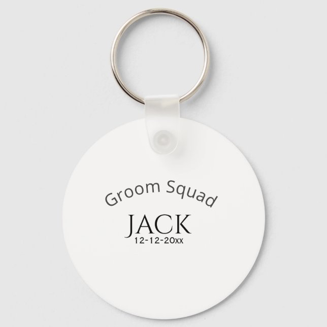 Groom squad name date year bold letter bachelorett key ring (Front)