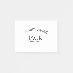 Groom squad name date year bold letter bachelorett post-it notes
