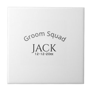 Groom squad name date year bold letter bachelorett tile