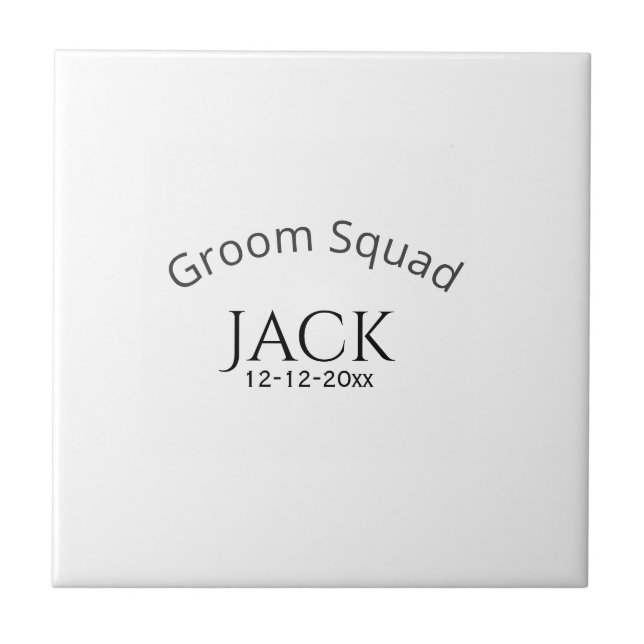 Groom squad name date year bold letter bachelorett tile (Front)