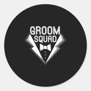 Groom squad with a bow tie bachelors party and classic round sticker