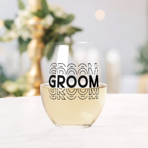 Groom  stemless wine glass