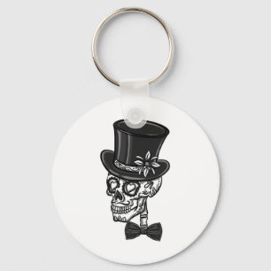Groom Sugar Skull Bachelor Party Key Ring