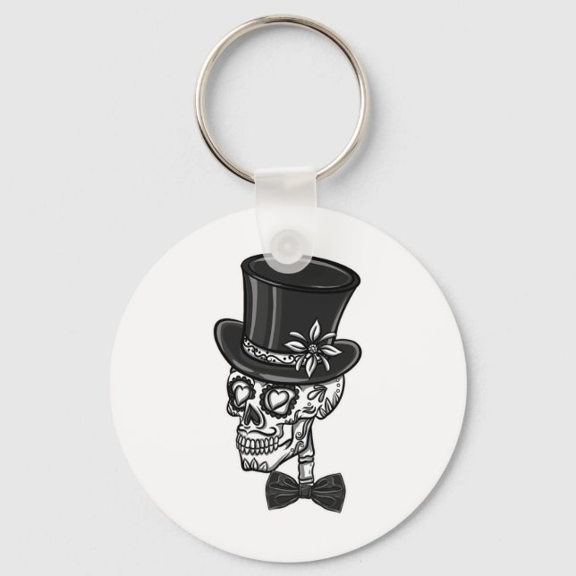 Groom Sugar Skull Bachelor Party  Key Ring (Front)