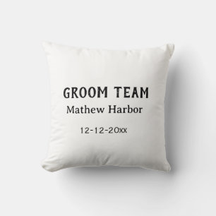 Groom team groomsman name date bachelore party cushion
