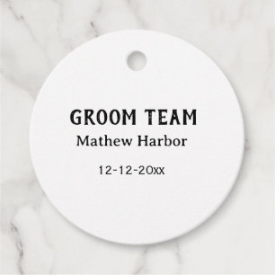 Groom team groomsman name date bachelore party favour tags