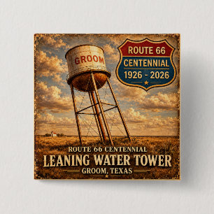 Groom Texas Route 66 Roadside Landmark Gift 15 Cm Square Badge