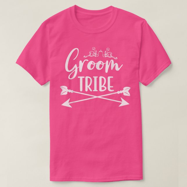 Groom Tribe Matching Cute Arrow Wedding Engagement T-Shirt (Design Front)