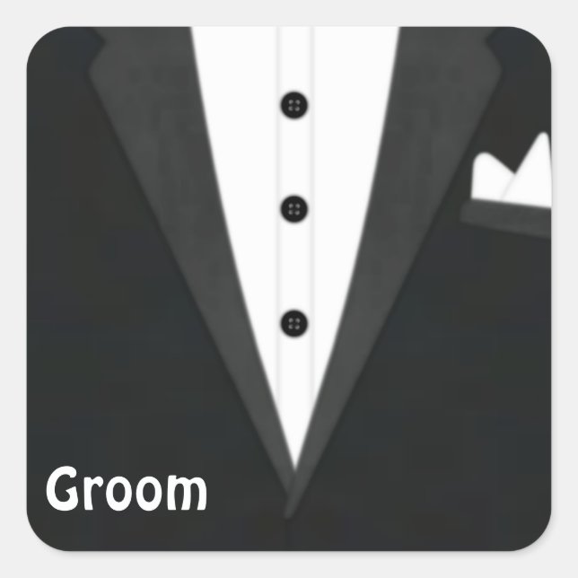 Groom Tux Square Sticker (Front)