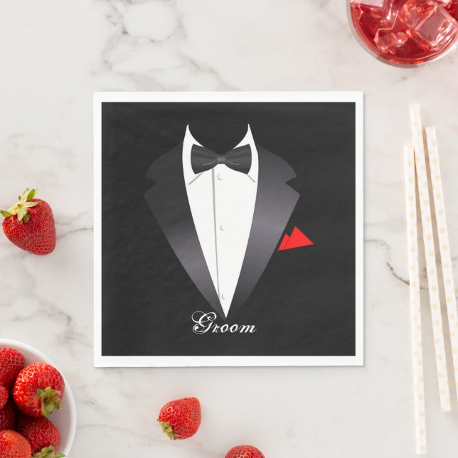 Groom Tuxedo Shirt - Paper Napkins (Insitu)
