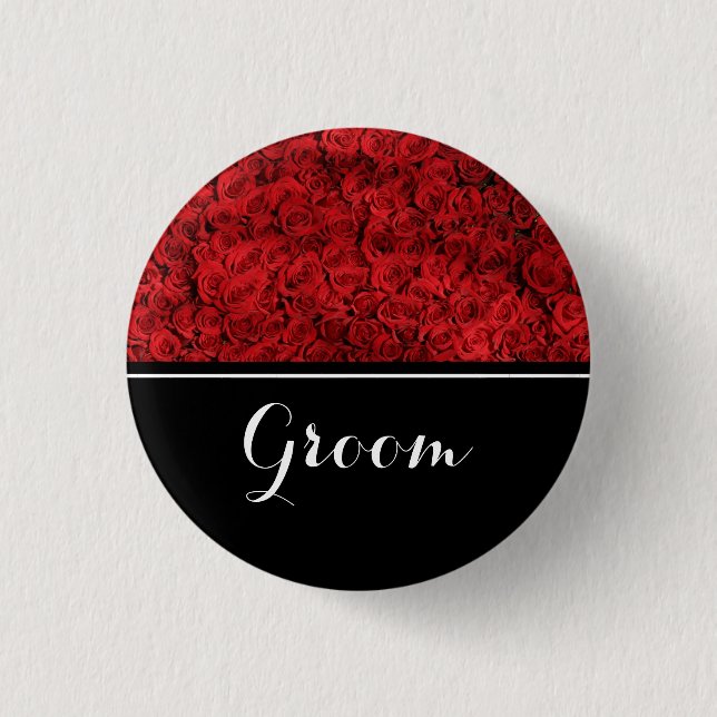 Groom Wedding Red Roses 3 Cm Round Badge (Front)