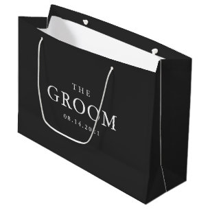 Groom Wedding Simple Classic Black and White Large Gift Bag