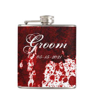 Groom Whiskey Flask Blood Splatter Vampire Gothic