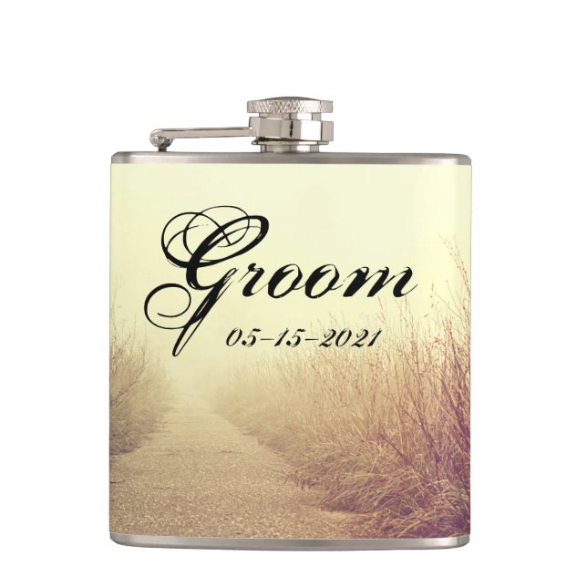 Groom Whiskey Flask Sunrise Pathway Walkway Path S (Front)