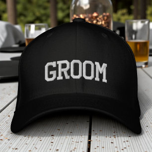 Groom White Embroidered Varsity Wedding Lettering Hat