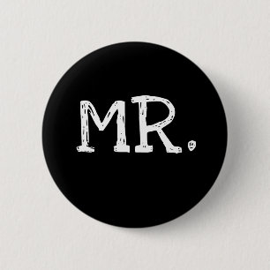 Groom White Text Mr. 6 Cm Round Badge