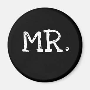 Groom White Text Mr. Magnet