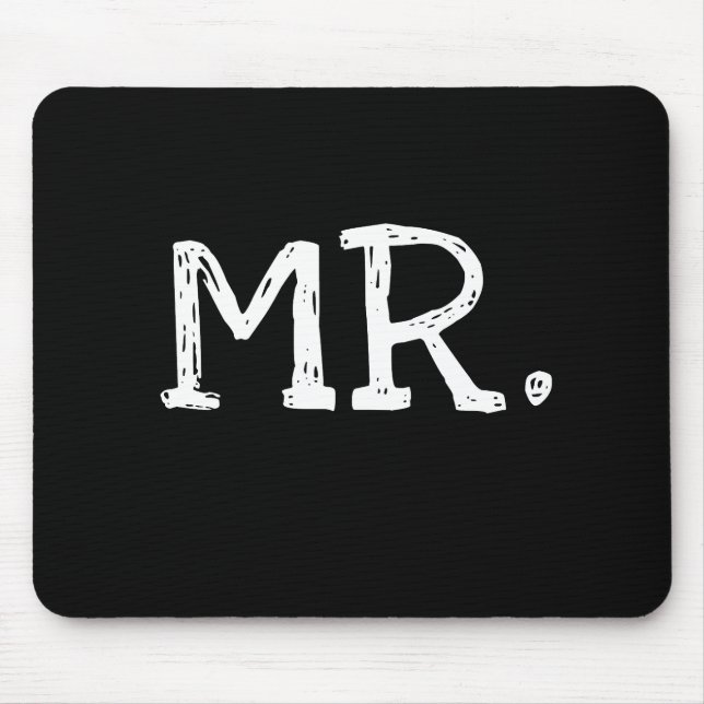 Groom White Text Mr. Mouse Pad (Front)