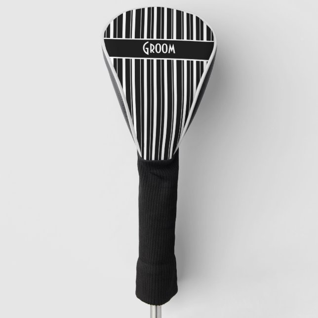 groom with black and white stripes golf head cover (Front)