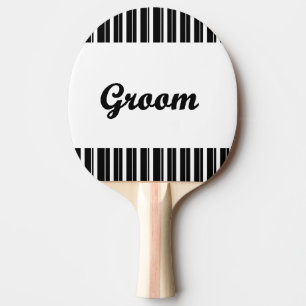 groom with black and white stripes ping pong paddle
