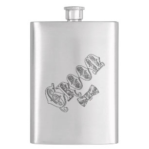 Groom with Bow Tie White and Black Type Hip Flask