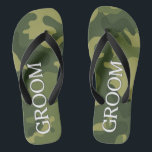 Groom with Green Camoflauge Pattern Jandals<br><div class="desc">A manly design that is perfect for a wedding or bachelor party.</div>