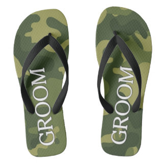 Groom with Green Camoflauge Pattern Jandals