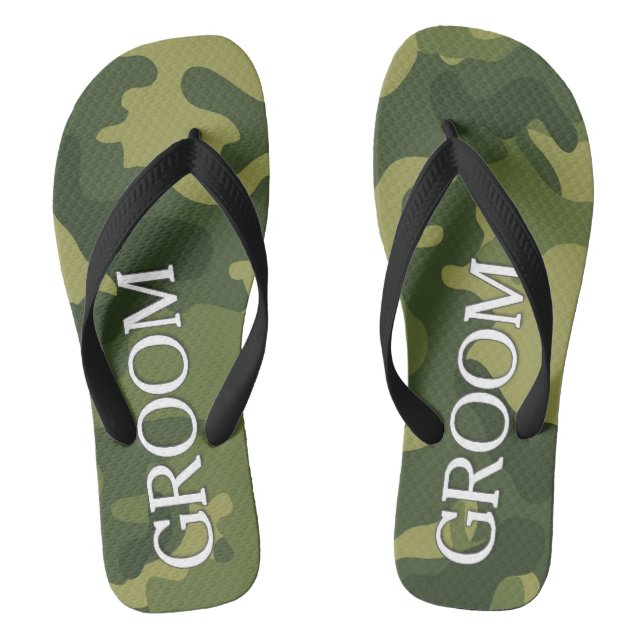 Groom with Green Camoflauge Pattern Jandals (Footbed)