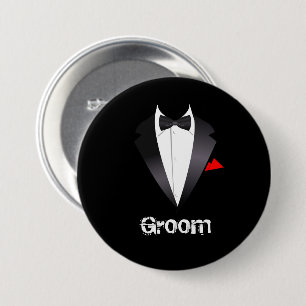 Groom with Tuxedo Shirt 7.5 Cm Round Badge