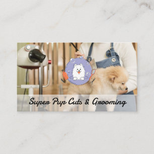 Groomer Brushing Dog   Animal Services Business Card
