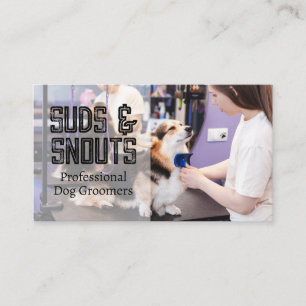Groomer Brushing Dog Fur  Business Card