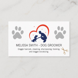 Groomer Care Logo   Dog Paw Business Card