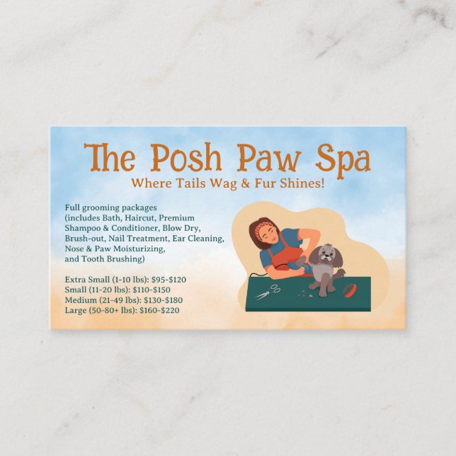 Groomer Shaving Dog Fur  Business Card (Front)