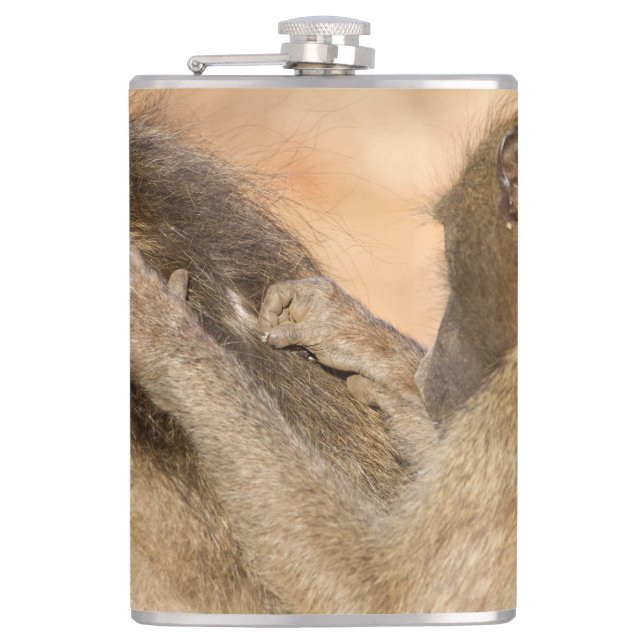Grooming baboons hip flask (Front)