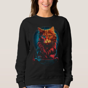 Grooming Cat Outer Space Galaxy Nebula Stars Plane Sweatshirt