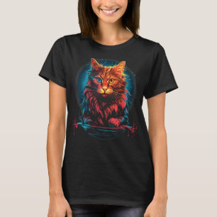 Grooming Cat Outer Space Galaxy Nebula Stars Plane T-Shirt
