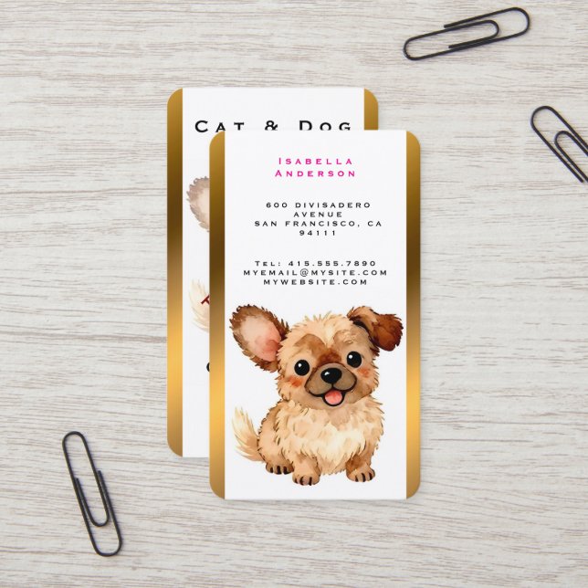 Grooming Dog Personalized Luxury Modern Collection Business Card (Front/Back In Situ)