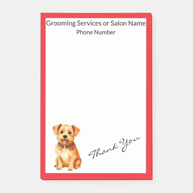 Grooming Pet Personalised Gold Elegant Collection Post-it Notes (Front)